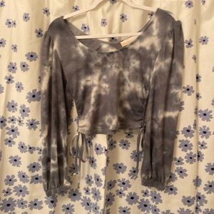 marble blue and white crop top